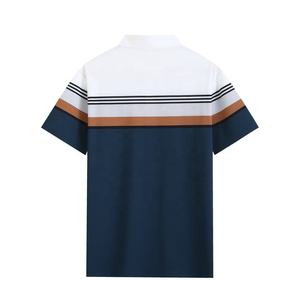 Polo de Manga Corta para Hombre con Bloques de Color y Ribete a Rayas en Contraste, Corte Regular, Tejido Informal - Product Image 2
