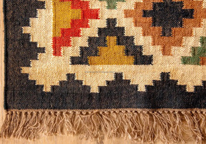 Artisanal Handmade Washable Colorful Jute Carpet with Aztec Inspired Bohemian Geometric Pattern 6x9 Exercise Home Use India - Product Image 3