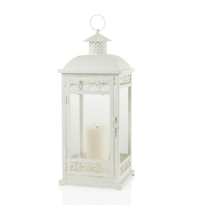 Lanterne suspendue en métal et verre de qualité supérieure, finition blanche, pour décorations de mariage et de Noël, fabriquée à la main - Product Image 1