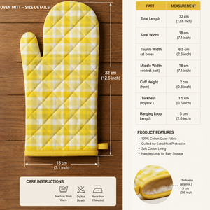 Gants de cuisine en coton avec protection thermique, gants de cuisine durables pour la cuisson, la grillade et la rôtisserie - Product Image 2