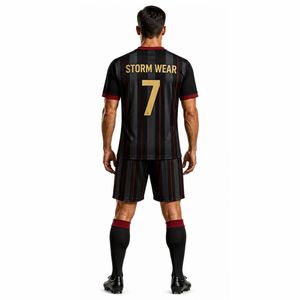 Maillot de football personnalisé en tissu mesh 100% polyester, extensible dans quatre sens, respirant, maillots de football OEM, uniforme de football personnalisé - Product Image 6