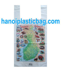 Sacs en plastique de T-shirt de PE biodégradable fait sur commande Gavure imprimé pour l'usage au détail disponible dans diverses tailles - Product Image 2