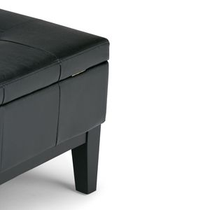 Mesa de centro Dover Square Midnight Black con almacenamiento, taburete y otomana elegantes, juego de taburete y otomana - Product Image 3