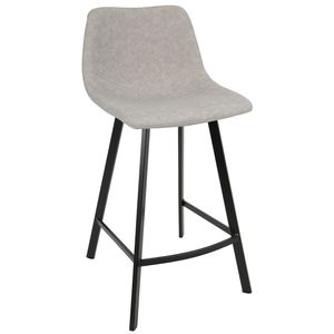 Set di 2 Sgabelli da Bar Industriali Outlaw Neri con Seduta in Ecopelle Grigia - Product Image 2