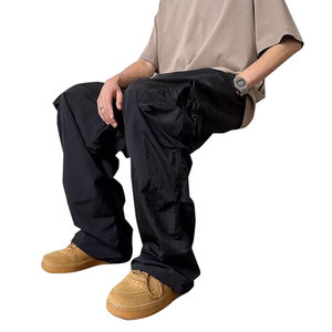 Pantalon cargo pour homme, taille élastique, plusieurs poches, en toile, décontracté, coupe droite, respirant, poids moyen, pour l'automne - Product Image 3