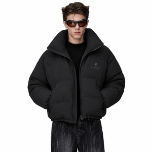 Chaqueta de Plumón para Hombre, Estilo Corto, Cierre de Cremallera, Color Sólido, Corte Holgado, Talla Grande, para Invierno - Product Image 2
