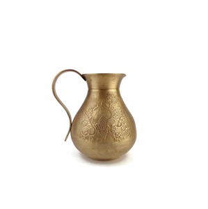 Vintage Design Engraved Brass <b>Jug</b> Gold Finished Gifting Item For Housewarming Weddings And Festivals Handcrafted From India - Product Image 1