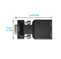 T1st VGA untuk Adaptor LED DC Konverter Baru 1080P Kabel Ekstensi Audio Video Perlindungan OVP Plastik Hitam Laptop TV
