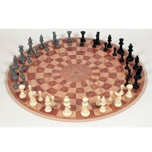 Jeu d'échecs rond de luxe personnalisé pour 3 joueurs, plateau circulaire en bois, jeu de société familial de haute qualité - Product Image 1