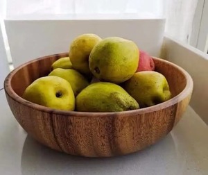 Ensemble de bols en bois d'acacia faits à la main, bols de service en bois naturel pour salade, fruits, soupe, cuisine, salle à manger, usage domestique - Product Image 1