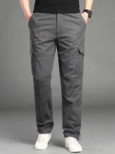 Pantalones Cargo Deportivos Casuales para Hombre, Multibolsillos, Pierna Recta, Cierre de Cremallera, Cintura Elástica, para Actividades Deportivas al Aire Libre en Otoño - Product Image 5