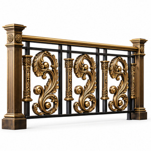 Barandilla de Bronce Negro con Paneles Decorativos Dorados, Postes Acanalados y Pasamanería Ornamental para Escaleras - Product Image 3