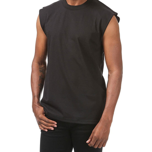 T-shirts de sport pour hommes de qualité supérieure, coupe ample et courte, sans manches, personnalisés, noirs - Product Image 5