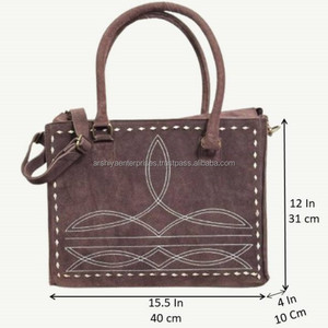 2025 New Design Fashion <b>Boot</b> Stitch Genuine Suede Leather Large Capacity Women Tote Bag Shoulder Bags Concealed Carry Handbags - Product Image 2