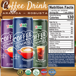 กาแฟพรีเมี่ยมมอคค่าสำเร็จรูป บรรจุขวด PET 280 มล. แคลอรีต่ำ VINUT สำหรับขายส่ง, รับผลิตแบบ OEM และฉลากสินค้าส่วนตัว - Product Image 5