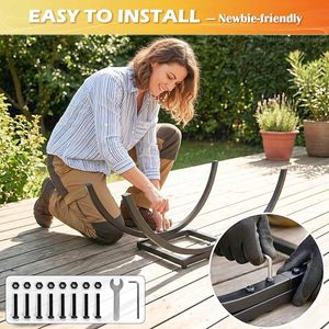 Modern Steel <b>Log</b> Holder Rectangle Powder Coated Firewood <b>Storage</b> Stand - Product Image 6