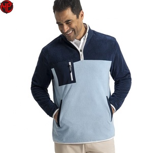 Chaqueta polar de cuello alto con bloques de color para hombre, jersey con cremallera de un cuarto, bolsillos con cremallera, ropa de abrigo para otoño e invierno, chaqueta polar para hombre - Product Image 1