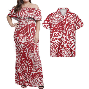 เสื้อยืดฮาวายแบบสั่งทำพิเศษ ชุดเดรสยาวไซส์ใหญ่แบบไหล่เดียวสำหรับคู่รักไปเที่ยวพักผ่อนริมชายหาด - Product Image 2