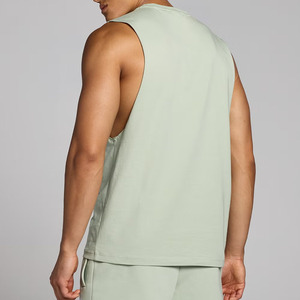 Camiseta sin Mangas para Hombre, Color Verde Claro, Cuello Redondo, Transpirable, de Algodón, Informal, para Verano, Corte Regular, Estilo Pullover - Product Image 3