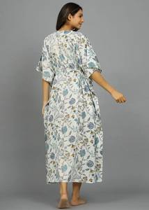 Robe kaftan en coton indien faite à la main, légère, pour la plage en été - Product Image 5