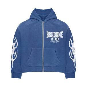 Survêtements à fermeture éclair avec broderie effet vieilli et délavé au soleil, design et logo personnalisés, style streetwear mode hiver, faible MOQ. - Product Image 4