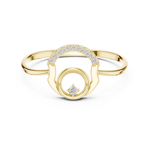 Anillo de oro macizo de 14k para mujer con diamante de corte redondo minimalista de diseño único de Aries Jewel, ideal para regalo, compromiso, aniversario o boda. - Product Image 1