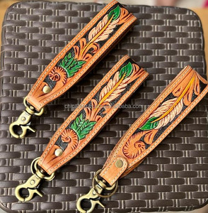 Nueva Llegada Mano Tooled Cuero Muñequera Llaveros En Relieve Estampado Floral Cuero Llaveros Tooled Accesorios de cuero Correas para llaves - Product Image 4
