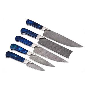 Handmade 5-Piece Damascus Steel Chef <b>Knives</b> with Customized Handle <b>Sharp</b> Serrated Edge for Multi-Purpose Eco-Friendly - Product Image 3