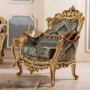 The Plaza Luxury Royal Blue <b>Gold</b> Carved Mahogany Wood Durable <b>Sofa</b> Set European Classic Apartment Hotel Living Room Furniture - Product Image 6