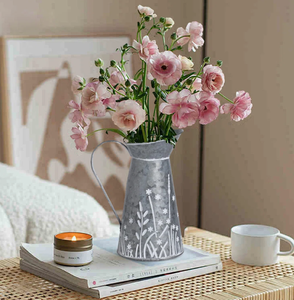 Handmade Sliverish Metal Galvanized Flower Pots <b>Vintage</b> Decorative Flower <b>Vase</b> For Home Office Table Decoration Gift Hot Sale - Product Image 5