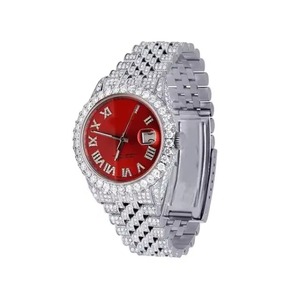Montre unisexe de luxe avec boîtier en alliage, bracelet en acier inoxydable, diamant moissanite, mouvement à quartz ETA, cadran analogique-numérique - Product Image 2