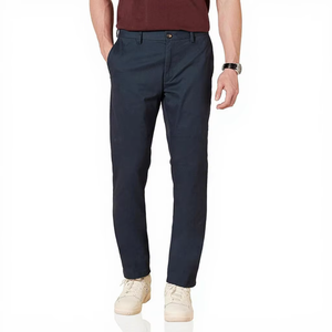 Pantalones chinos para hombre resistentes a las arrugas, 100% algodón, corte recto, de secado rápido, transpirables, de color liso y elegantes. - Product Image 1