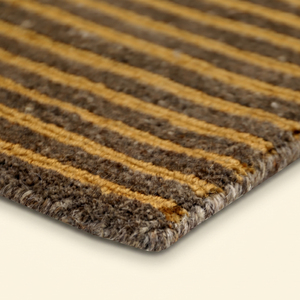 Tapis en laine tufté à la main marron moutarde à fines rayures dorées, moderne, antidérapant, écologique, épais, pour salon - Product Image 5