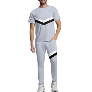 Men's Light Gray Geometric Print Quick Dry Sport T-Shirt Crew Neck Short Sleeve Summer Casual Wear - Product Image 6
