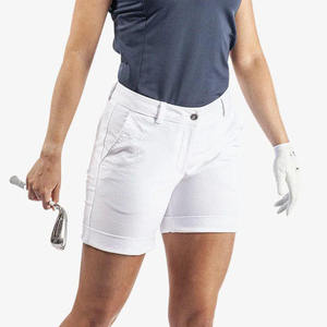 Pantalones Cortos Bermuda Blancos para Mujer, Corte Regular, Cintura Media, Cierre de Botones, Color Sólido, Algodón Oxford, Pantalones Casuales de Verano - Product Image 1