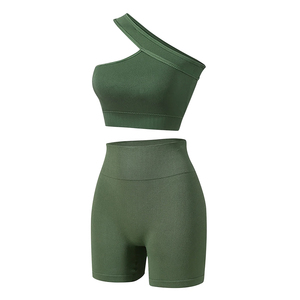 ชุดออกกำลังกายไร้รอยต่อสำหรับผู้หญิง ชุดออกกำลังกายสองชิ้น เสื้อแขนยาว กางเกงเลกกิ้ง ชุดโยคะ - Product Image 5