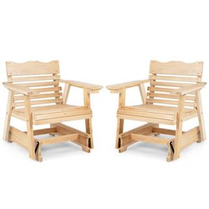 Sedia a dondolo da esterno in legno con schienale alto e braccioli allargati - Product Image 5