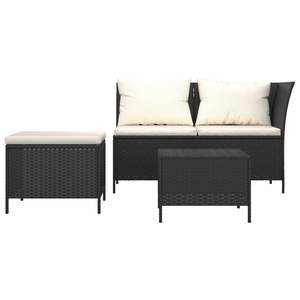 Set Lounge da Giardino Nero e Bianco Crema - Product Image 3