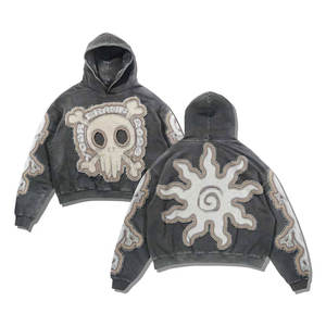 Sudadera con Capucha de Diseño Urbano de Lujo con Logotipo Bordado en 3D Personalizado, Sudadera de Invierno de Manga Larga 100% Algodón, Ropa Urbana - Product Image 3