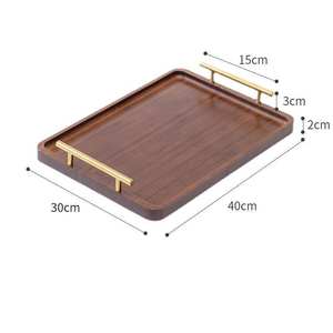 Plateau de service rectangulaire en bois noir carbonisé, écologique, style américain, décoratif, avec poignée en métal, fait main, classique, pour les fêtes - Product Image 3