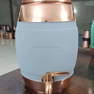 เหยือกน้ำอายุรเวท5ลิตรทำด้วยมือเหยือกน้ำทองแดงบริสุทธิ์ matka พร้อมฝาและหลอดสำหรับใช้ในบ้านและโรงแรมโดยตรงจากอินเดีย - Product Image 1