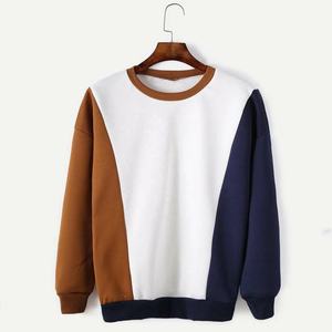 Sweat-shirt à col rond à manches longues pour femmes, coloris blanc, marron, bleu marine, OEM ODM, vêtements en gros - Product Image 3