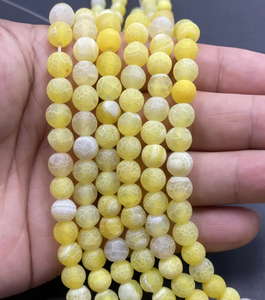 Perles d'agate naturelle mélangée à bandes |   Perles de pierres précieuses agate jaune, noir et vert de 6 mm, 8 mm, 10 mm pour la guérison |   Vente en gros pour la fabrication de bijoux - Product Image 1