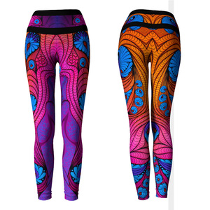 High Waist Sublimation <b>Print</b> <b>Leggings</b> Full Length Stretch Yoga Pants Patterned Knitted Spandex Polyester Women's Dance <b>Leggings</b> - Product Image 3