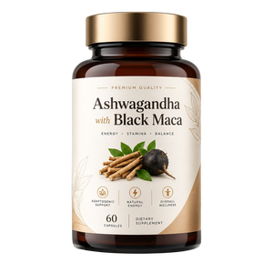 Suplemento Dietético Herbal OEM ODM de Ashwagandha con Maca Negra, 60 Cápsulas, Adaptógeno para el Estrés, Energía y Vitalidad - Product Image 1
