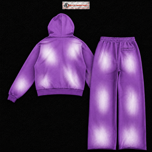 Ensemble de survêtement violet délavé personnalisé pour homme – Hoodie zippé et pantalon de jogging – Vêtements de sport décontractés et streetwear pour hommes – Vente en gros - Product Image 6