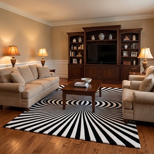 3D Vortex Illusion Area <b>Rug</b> <b>Black</b> White Hand Tufted Abstract Carpet Modern Floor Mat for Home Hallway Entry - Product Image 3