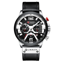CURREN 8329 Herrenuhr Bestseller Luxus Wasserdichte Uhr mit Chronograph Kalender Lederarmband Männeruhr für Outdoor-Sport