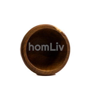 Mortero y Pilón de Madera de Teca Natural HomLiv, 12x12x13cm, Hecho a Mano, de Grado Alimenticio, Ecológico, para Ajo, Jengibre, Especias, Uso en la Cocina - Product Image 3
