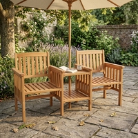 Ensemble de chaises d'extérieur modernes en bois de mahogany massif finition naturelle pour 2 personnes